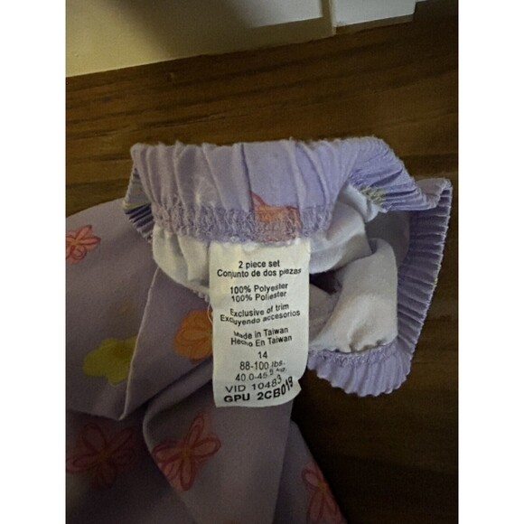 Carters Flannel Pajamas Girls 2 Piece Pajama Set Purple Flowers Size 14 Flaw* - Picture 4 of 9